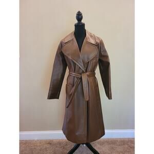 Funky Vintage 70's Partners© Brown Synthetic Leather Trench Style Jacket